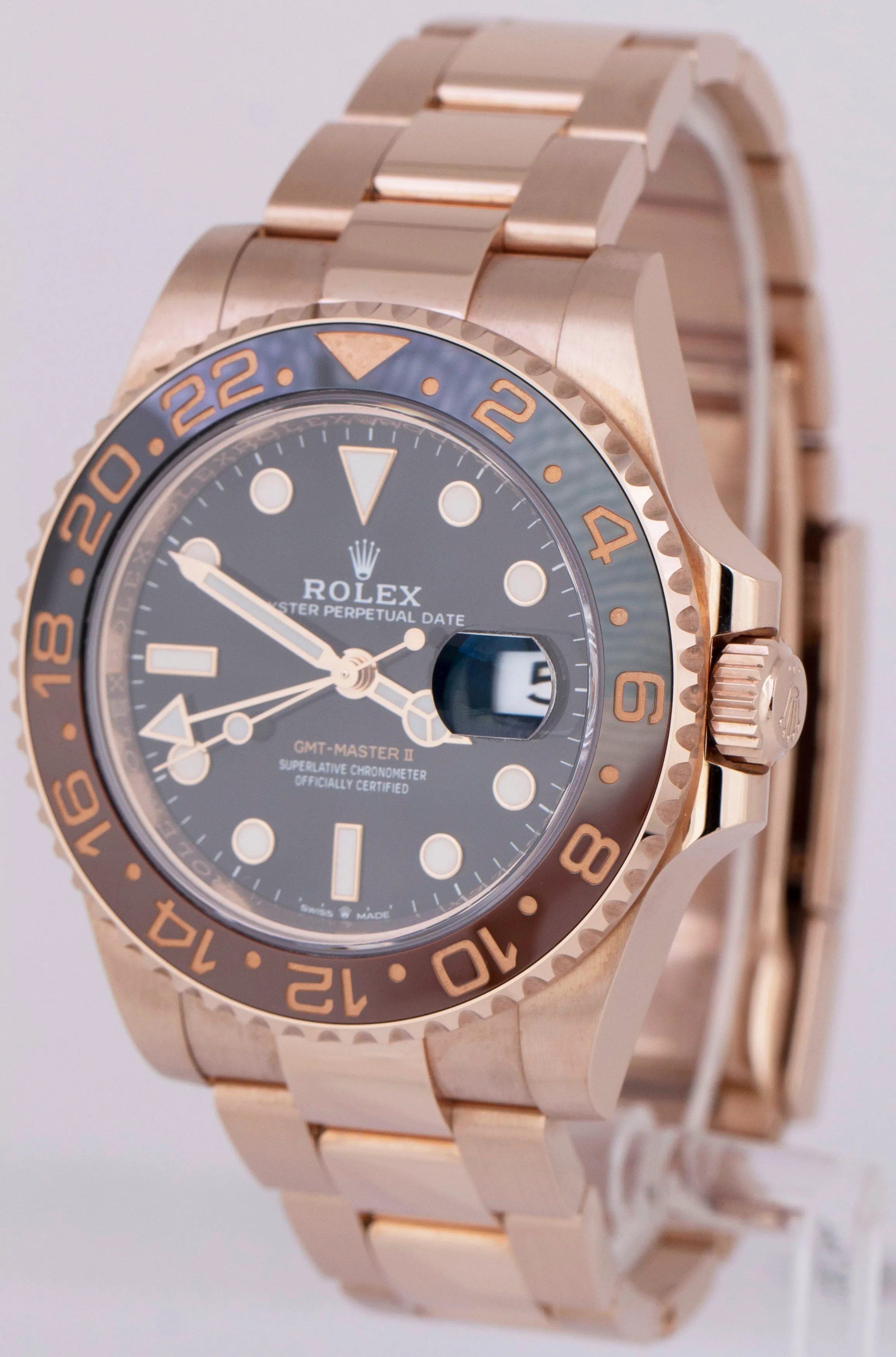NEW PAPERS Rolex GMT-Master II Root Beer 18K Rose Gold 40mm Watch 126715CHNR B P