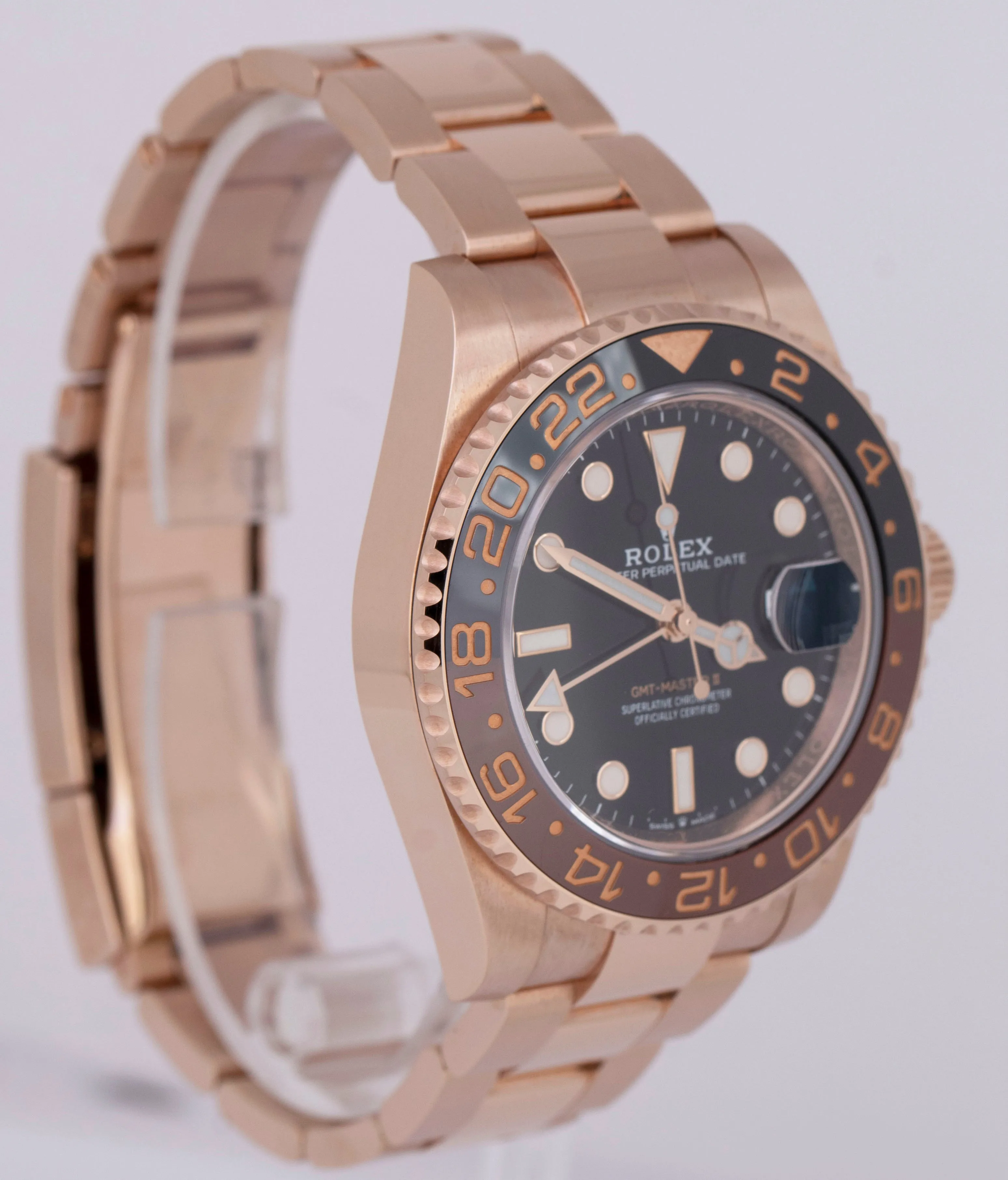NEW PAPERS Rolex GMT-Master II Root Beer 18K Rose Gold 40mm Watch 126715CHNR B P