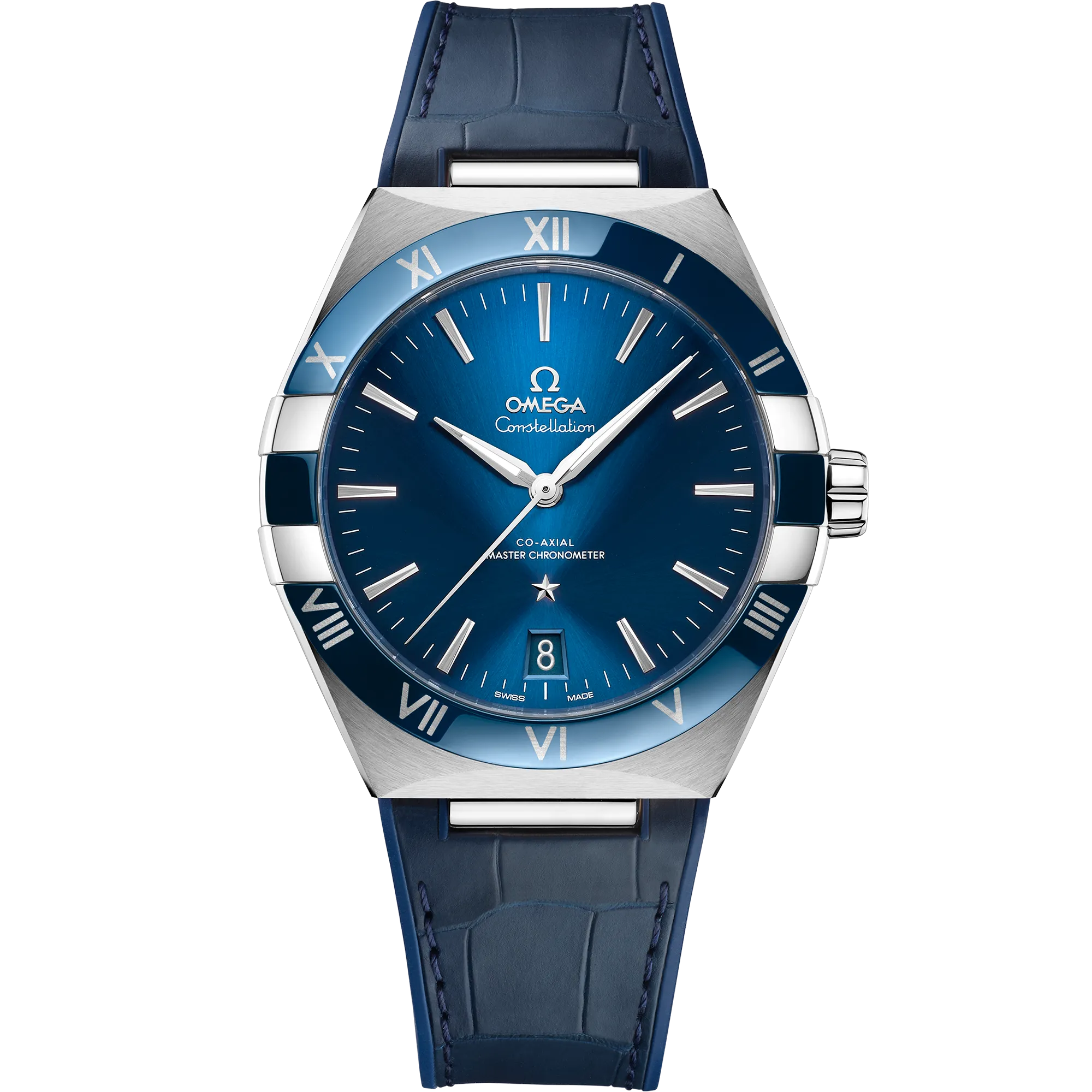 Omega Constellation 41 mm, steel on leather strap