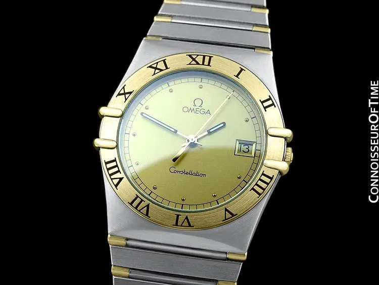 Omega Constellation Mens 35mm Watch, Quartz, Date - Brushed Stainless Steel & 18K Gold