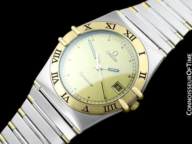 Omega Constellation Mens 35mm Watch, Quartz, Date - Brushed Stainless Steel & 18K Gold