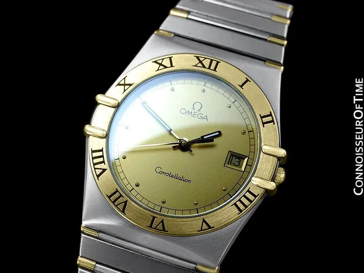 Omega Constellation Mens 35mm Watch, Quartz, Date - Brushed Stainless Steel & 18K Gold