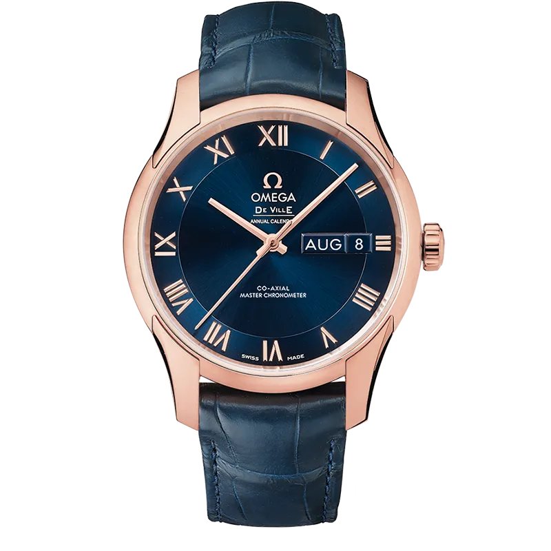 Omega De Ville Hour Vision 41 mm, Sedna™ gold on leather strap