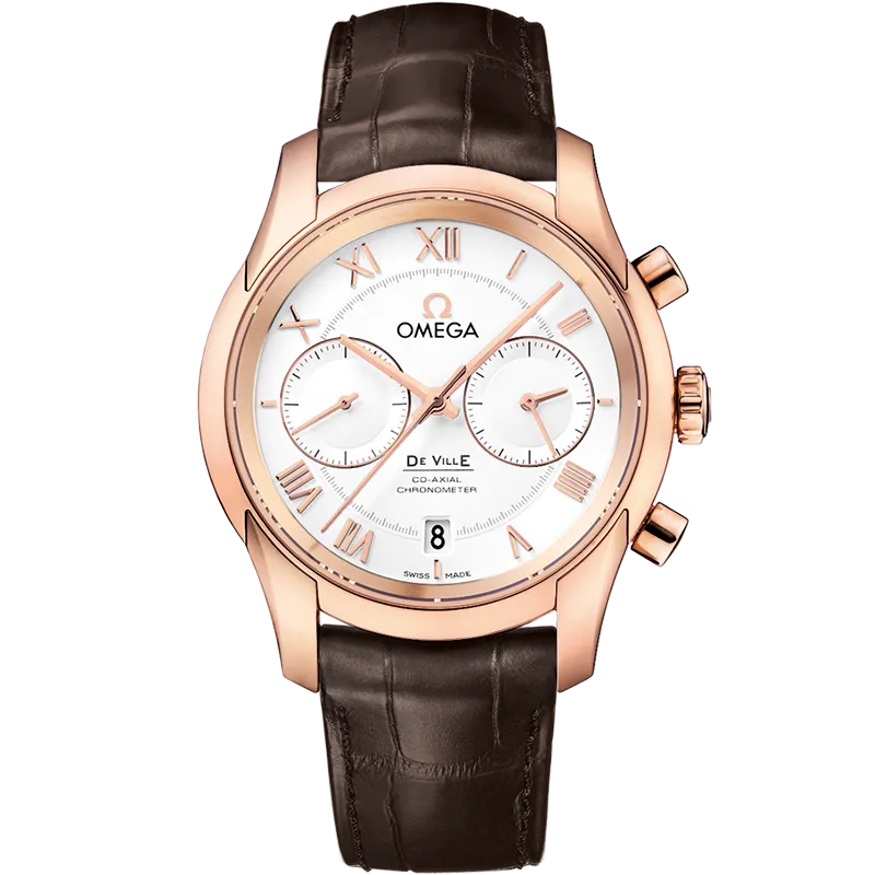 Omega De Ville Hour Vision 42 mm, red gold on leather strap