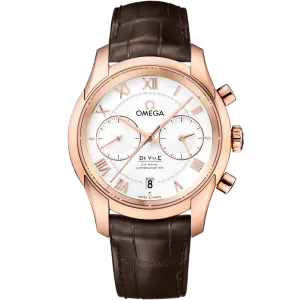Omega De Ville Hour Vision 42 mm, red gold on leather strap