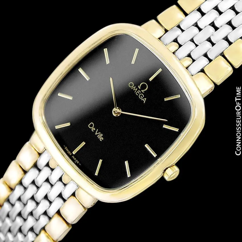 Omega De Ville Mens Unisex Two-Tone Ultra Thin Dress Watch with Bracelet - 18K Gold Plated & Stainless Steel