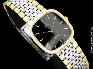Omega De Ville Mens Unisex Two-Tone Ultra Thin Dress Watch with Bracelet - 18K Gold Plated & Stainless Steel
