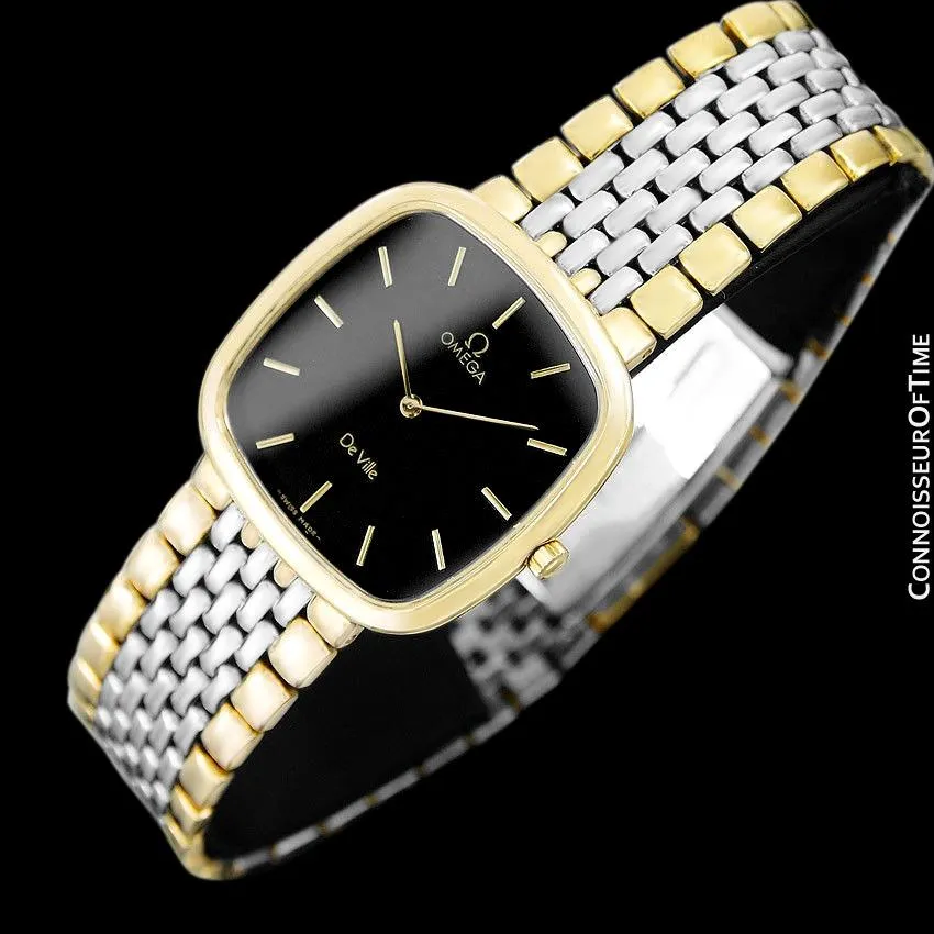 Omega De Ville Mens Unisex Two-Tone Ultra Thin Dress Watch with Bracelet - 18K Gold Plated & Stainless Steel