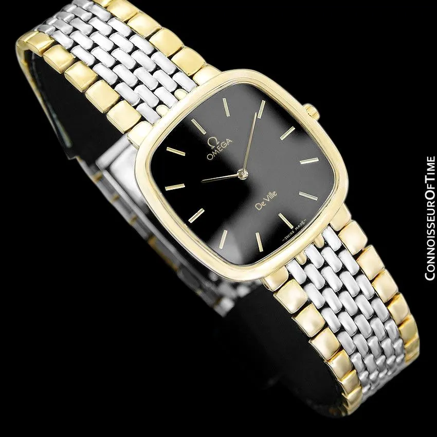 Omega De Ville Mens Unisex Two-Tone Ultra Thin Dress Watch with Bracelet - 18K Gold Plated & Stainless Steel