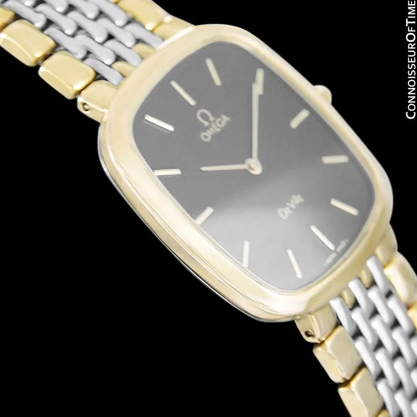 Omega De Ville Mens Unisex Two-Tone Ultra Thin Dress Watch with Bracelet - 18K Gold Plated & Stainless Steel
