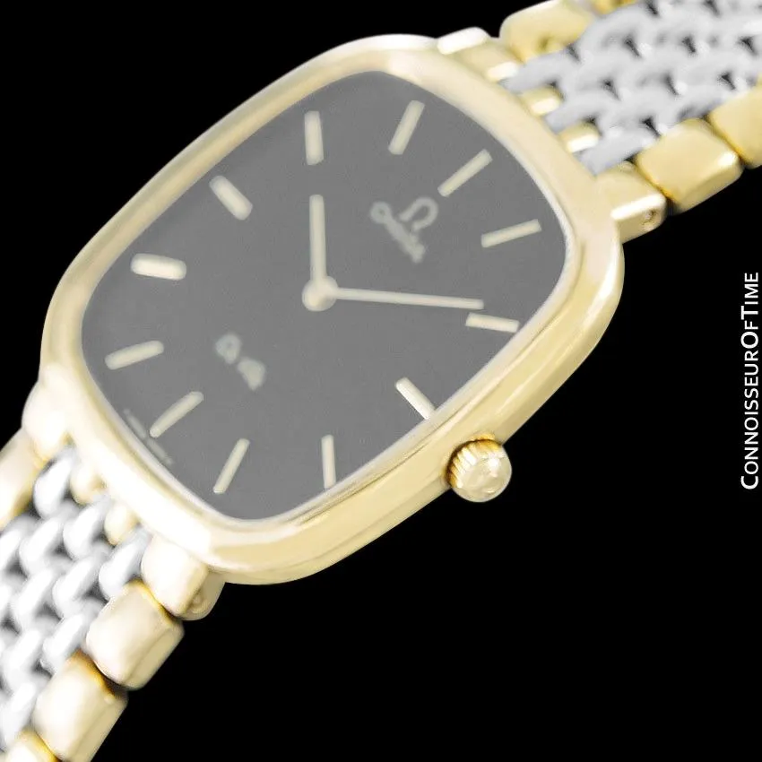 Omega De Ville Mens Unisex Two-Tone Ultra Thin Dress Watch with Bracelet - 18K Gold Plated & Stainless Steel