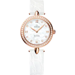 Omega De Ville Prestige 27.4 mm, red gold on leather strap