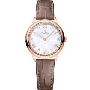 Omega De Ville Prestige 27.5 mm, Sedna™ gold on leather strap
