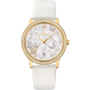 Omega De Ville Prestige 36.8 mm, yellow gold on leather strap