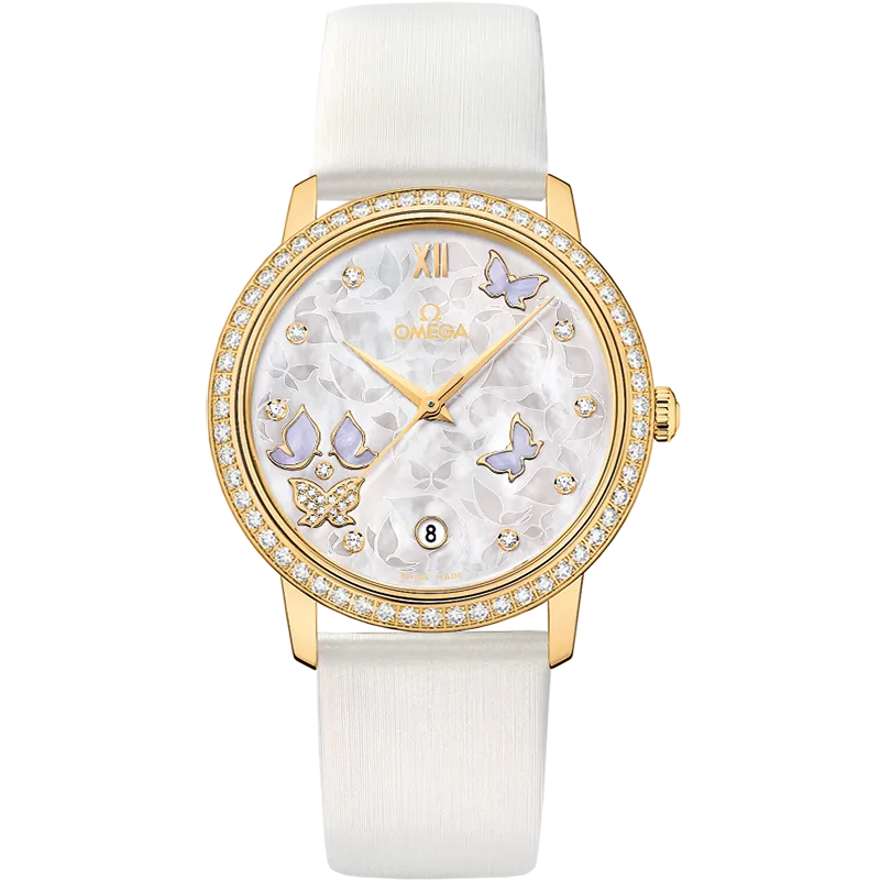 Omega De Ville Prestige 36.8 mm, yellow gold on leather strap