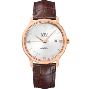 Omega De Ville Prestige 39.5 mm, red gold on leather strap