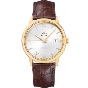 Omega De Ville Prestige 39.5 mm, yellow gold on leather strap