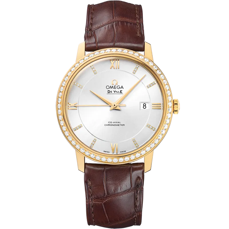Omega De Ville Prestige 39.5 mm, yellow gold on leather strap