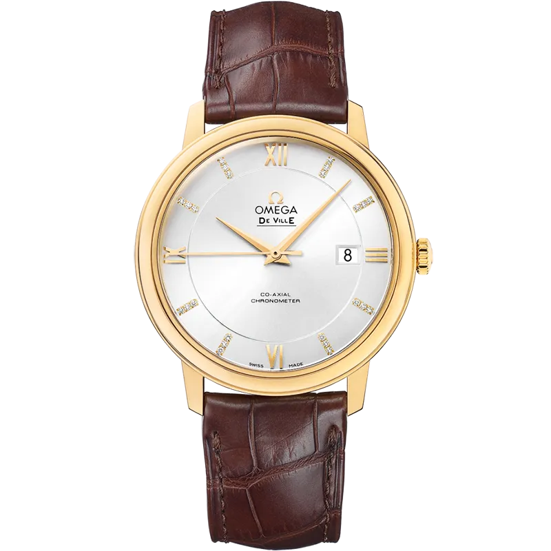 Omega De Ville Prestige 39.5 mm, yellow gold on leather strap