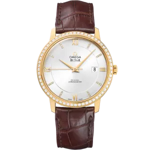 Omega De Ville Prestige 39.5 mm, yellow gold on leather strap