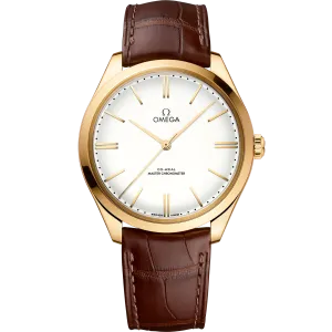 Omega De Ville Trésor 40 mm, yellow gold on leather strap
