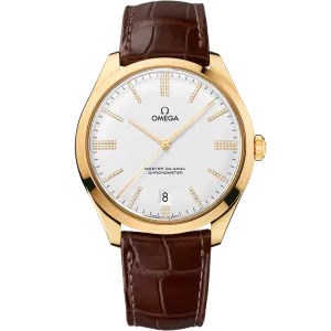 Omega De Ville Trésor 40 mm, yellow gold on leather strap