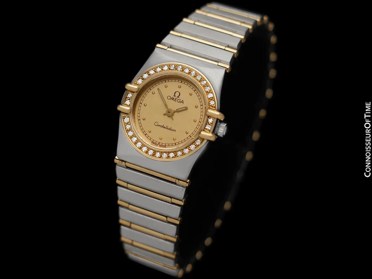 Omega Ladies Constellation Manhattan Bracelet Watch - 18K Gold, Stainless Steel & Factory Set Diamonds