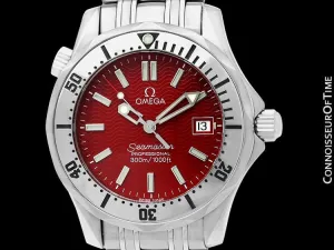 Omega Seamaster Midsize 300M Red Professional Divers Stainless Steel 2562.60 Watch - Rare Marui Special Edition