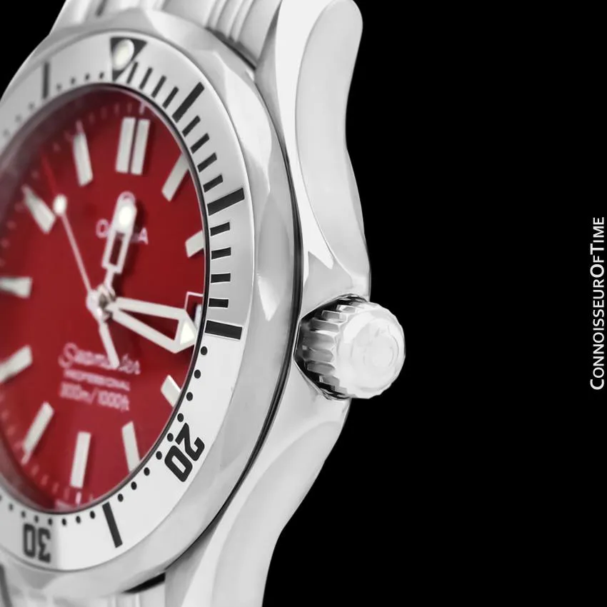 Omega Seamaster Midsize 300M Red Professional Divers Stainless Steel 2562.60 Watch - Rare Marui Special Edition