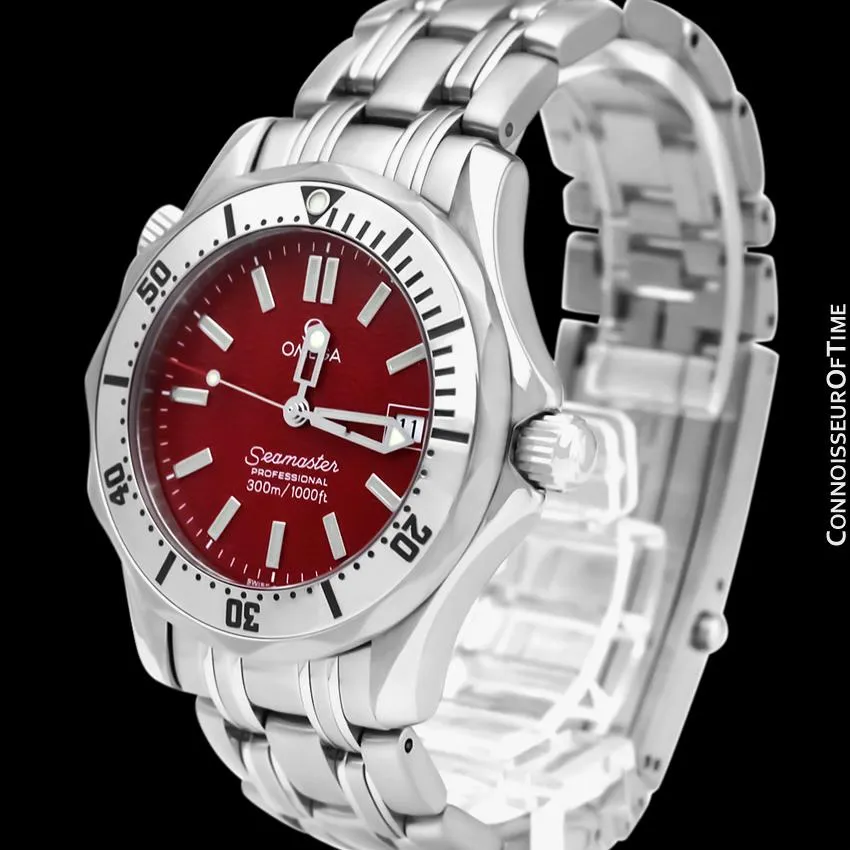 Omega Seamaster Midsize 300M Red Professional Divers Stainless Steel 2562.60 Watch - Rare Marui Special Edition