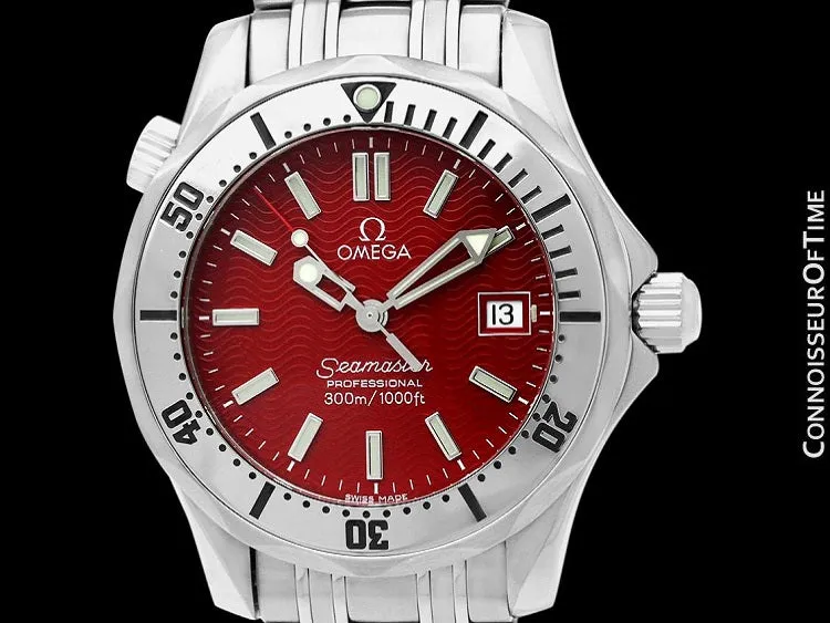 Omega Seamaster Midsize 300M Red Professional Divers Stainless Steel 2562.60 Watch - Rare Marui Special Edition