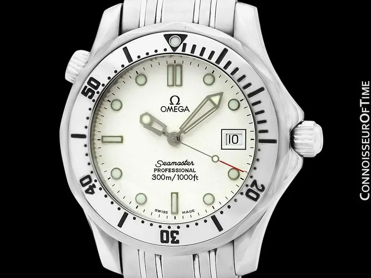 Omega Seamaster Midsize 300M White (James Bond Style) Professional Divers Watch, Stainless Steel - 2562.20.00