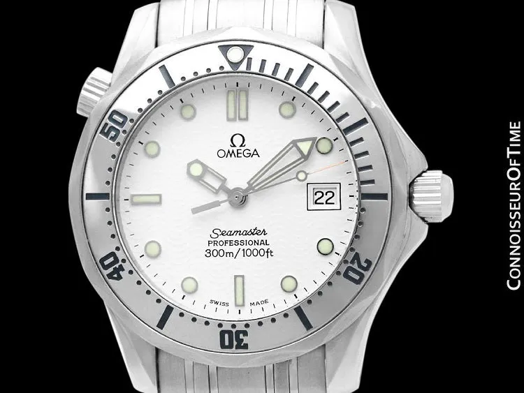 Omega Seamaster Midsize 300M White (James Bond Style) Professional Divers Watch, Stainless Steel - 2562.20.00