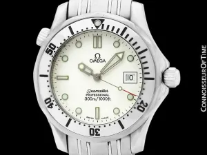 Omega Seamaster Midsize 300M White (James Bond Style) Professional Divers Watch, Stainless Steel - 2562.20.00