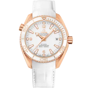 Omega Seamaster Planet Ocean 600M 42 mm, red gold on leather strap