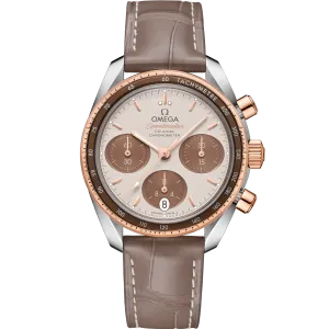 Omega Speedmaster Speedmaster 38 38 mm, steel - Sedna™ gold on leather strap