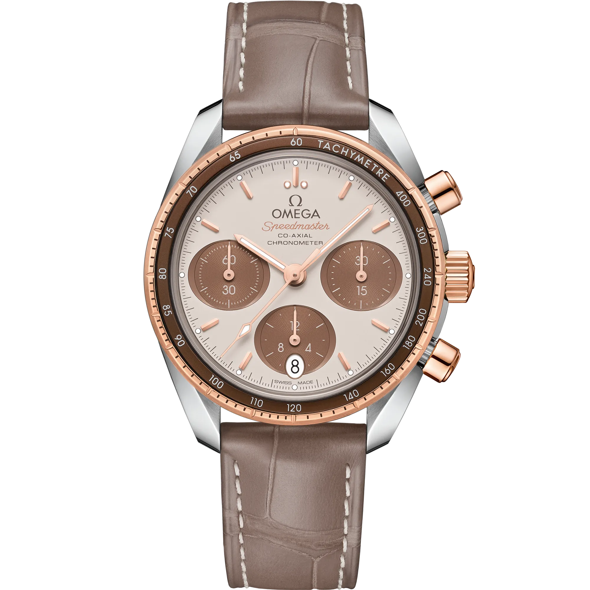 Omega Speedmaster Speedmaster 38 38 mm, steel - Sedna™ gold on leather strap