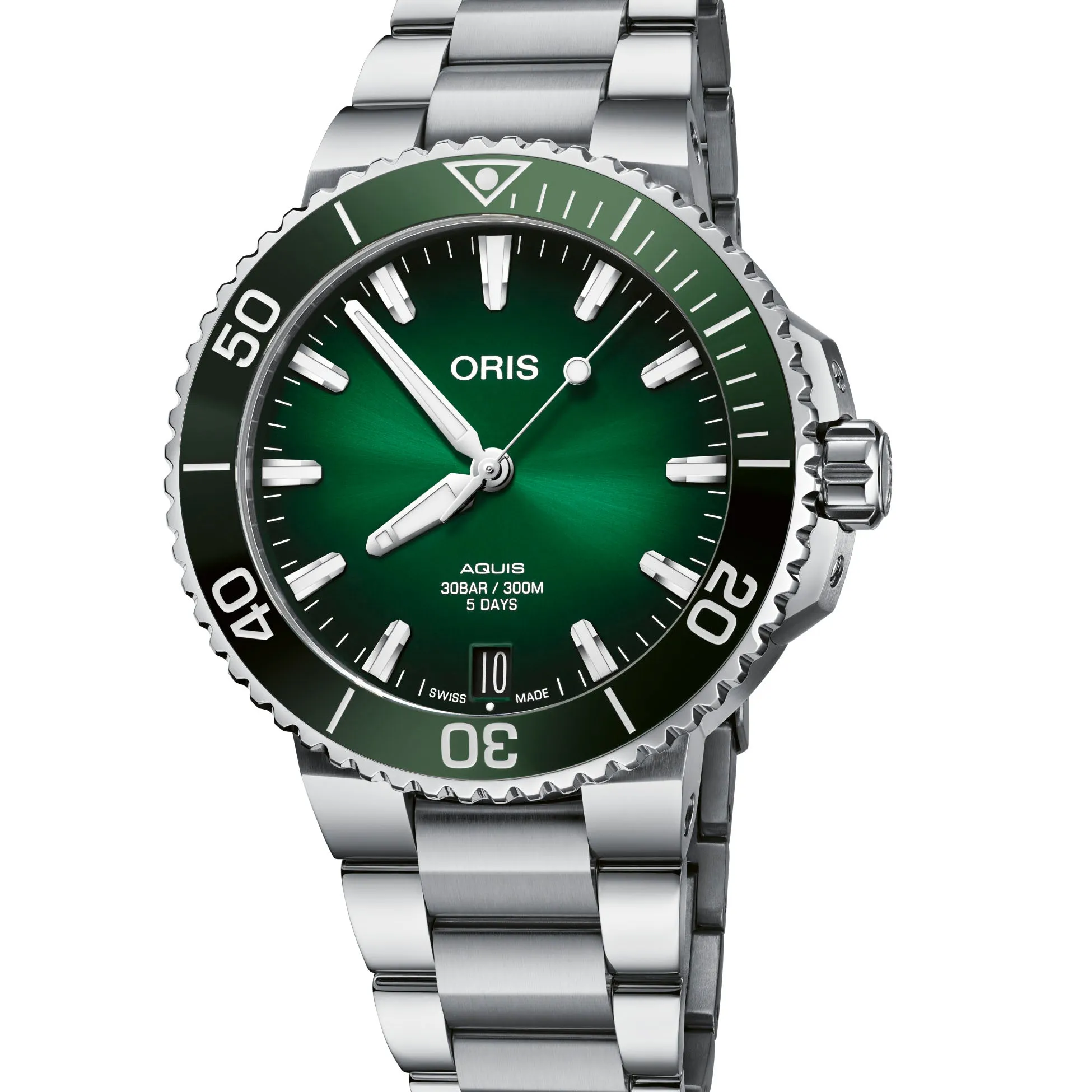Oris Aquis Date Calibre 400 with Green Dial and Bracelet