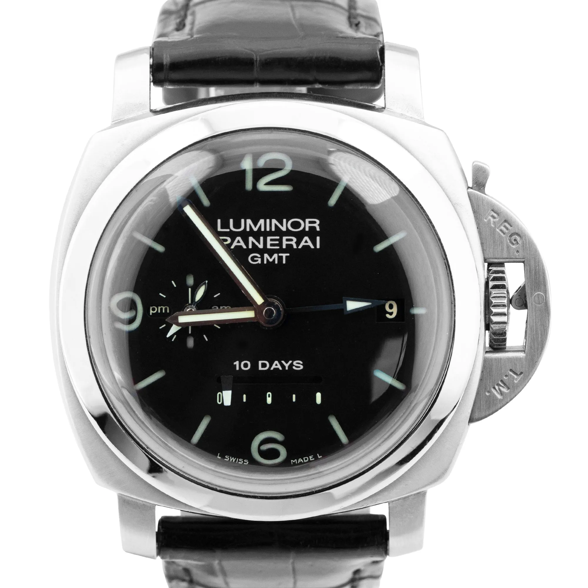 Panerai Luminor GMT 1950 PAM 270 10 Days Date Black Steel 44mm Watch PAM00270