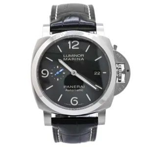 Panerai Mens Luminor Marina Stainless Steel 44mm Black Stick Dial Watch Reference #: PAM01312