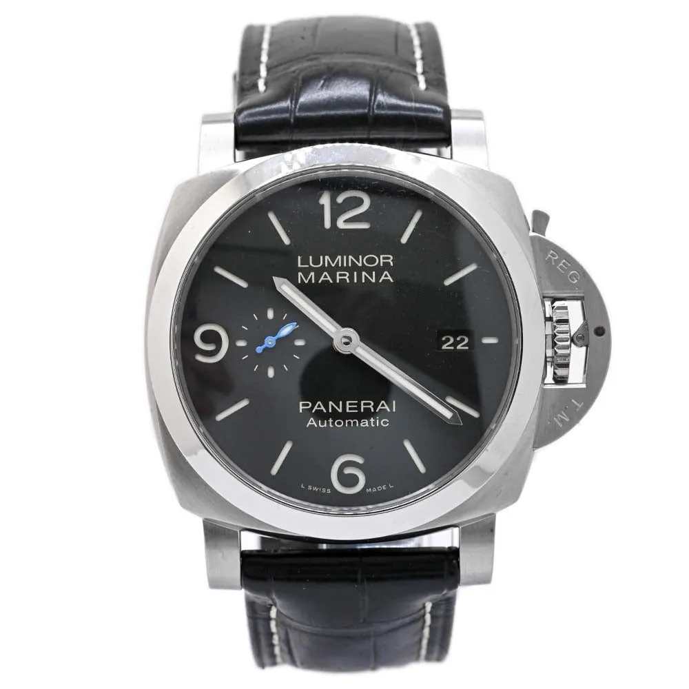 Panerai Mens Luminor Marina Stainless Steel 44mm Black Stick Dial Watch Reference #: PAM01312
