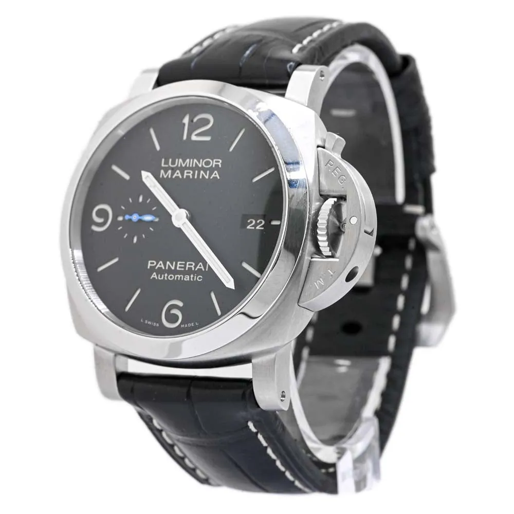 Panerai Mens Luminor Marina Stainless Steel 44mm Black Stick Dial Watch Reference #: PAM01312