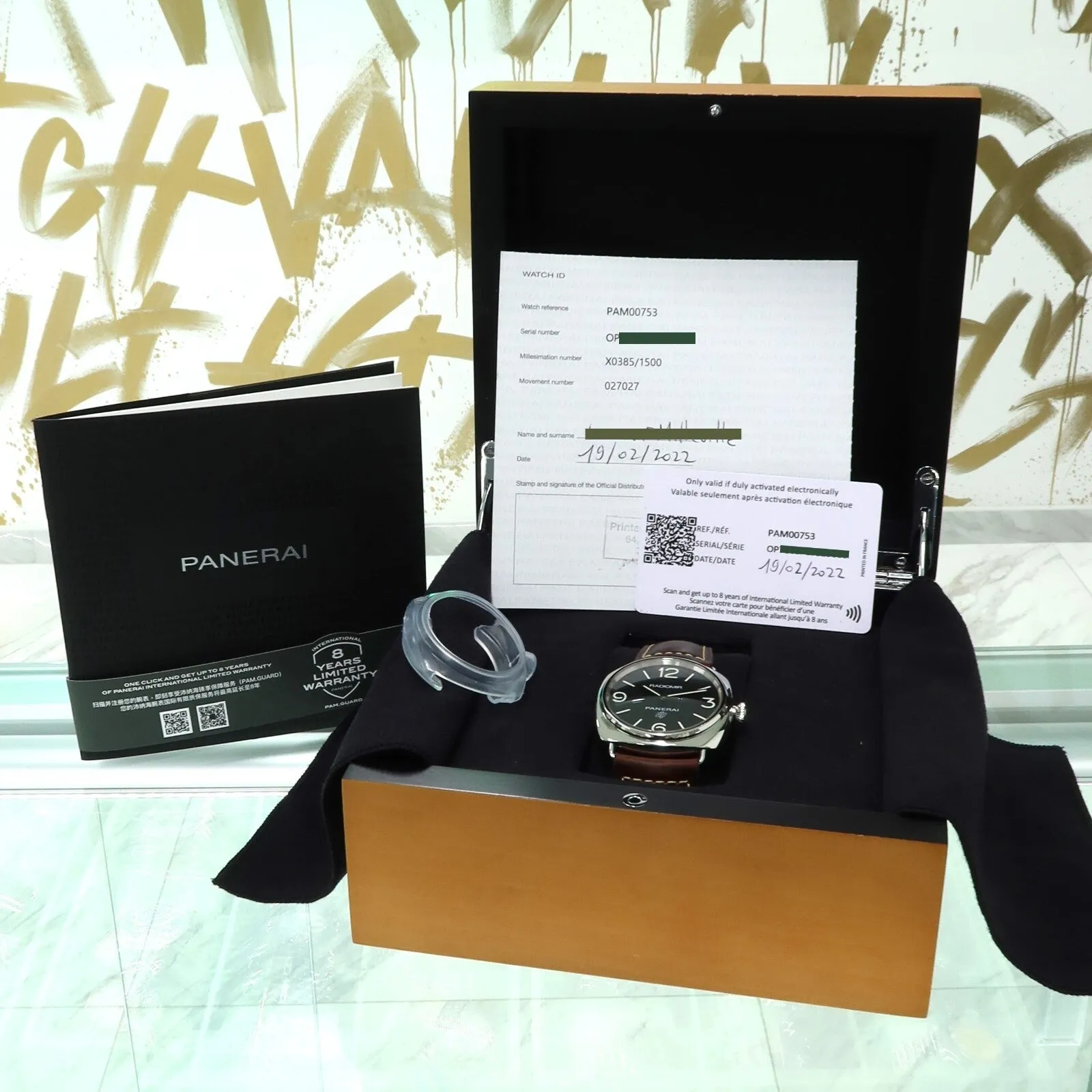 Panerai Radiomir Black Dial Stainless Steel Manual Wind 45MM Leather PAM00753