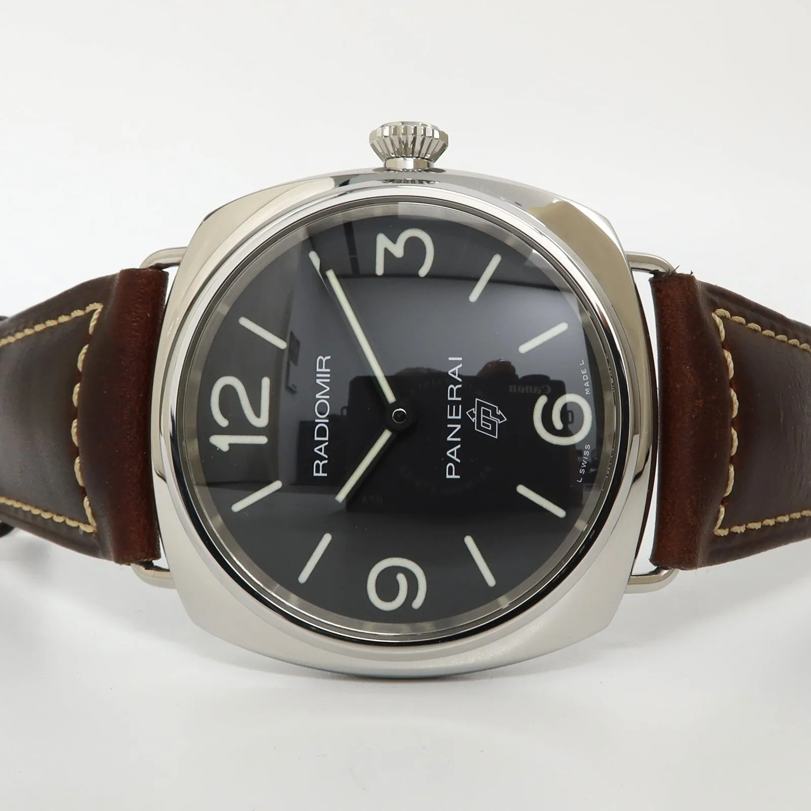 Panerai Radiomir Black Dial Stainless Steel Manual Wind 45MM Leather PAM00753