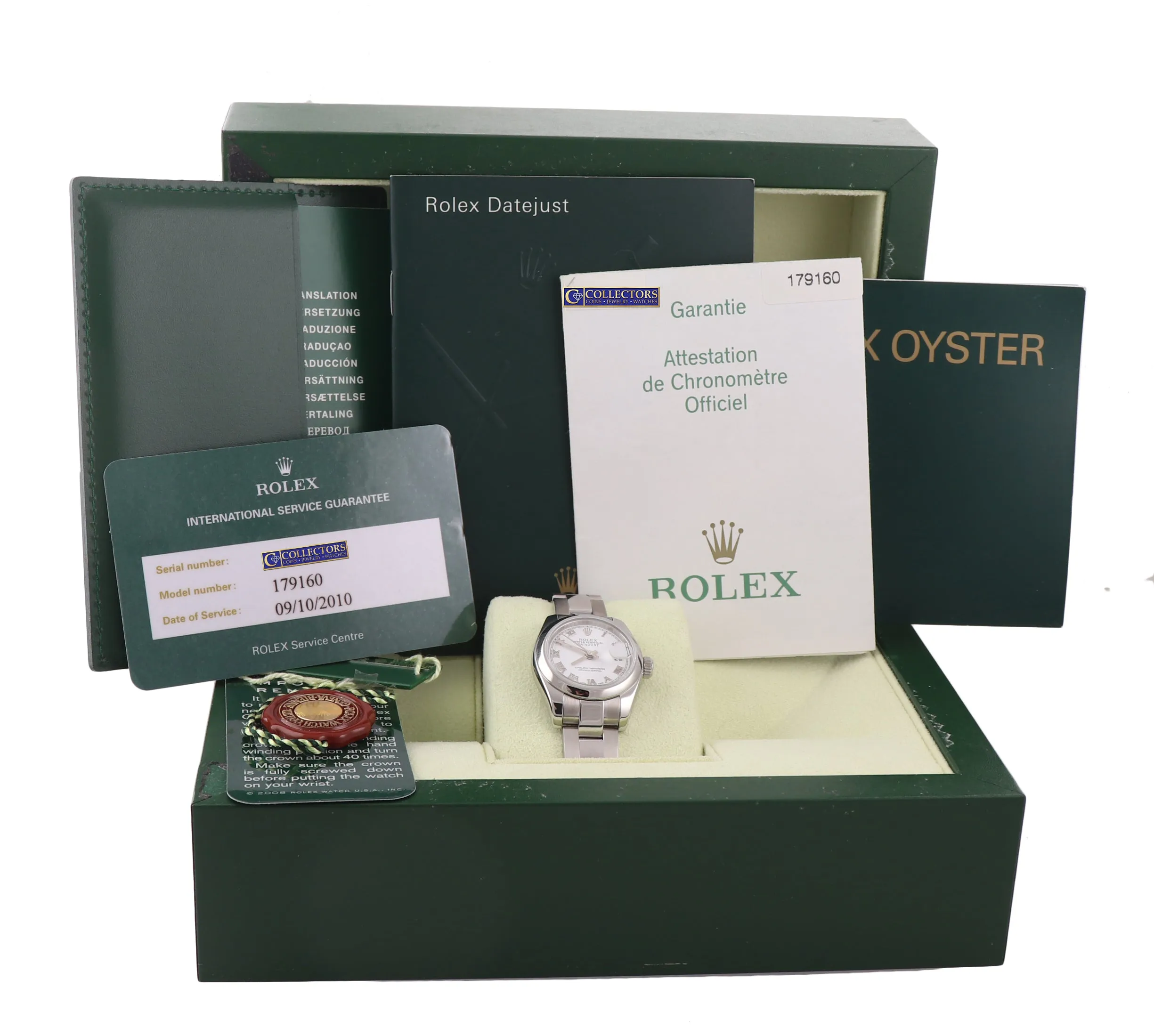 PAPERS 2007 MINT Ladies Rolex DateJust 26mm White Roman 179160 Steel Watch