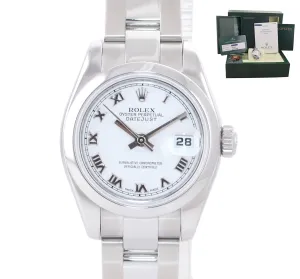 PAPERS 2007 MINT Ladies Rolex DateJust 26mm White Roman 179160 Steel Watch