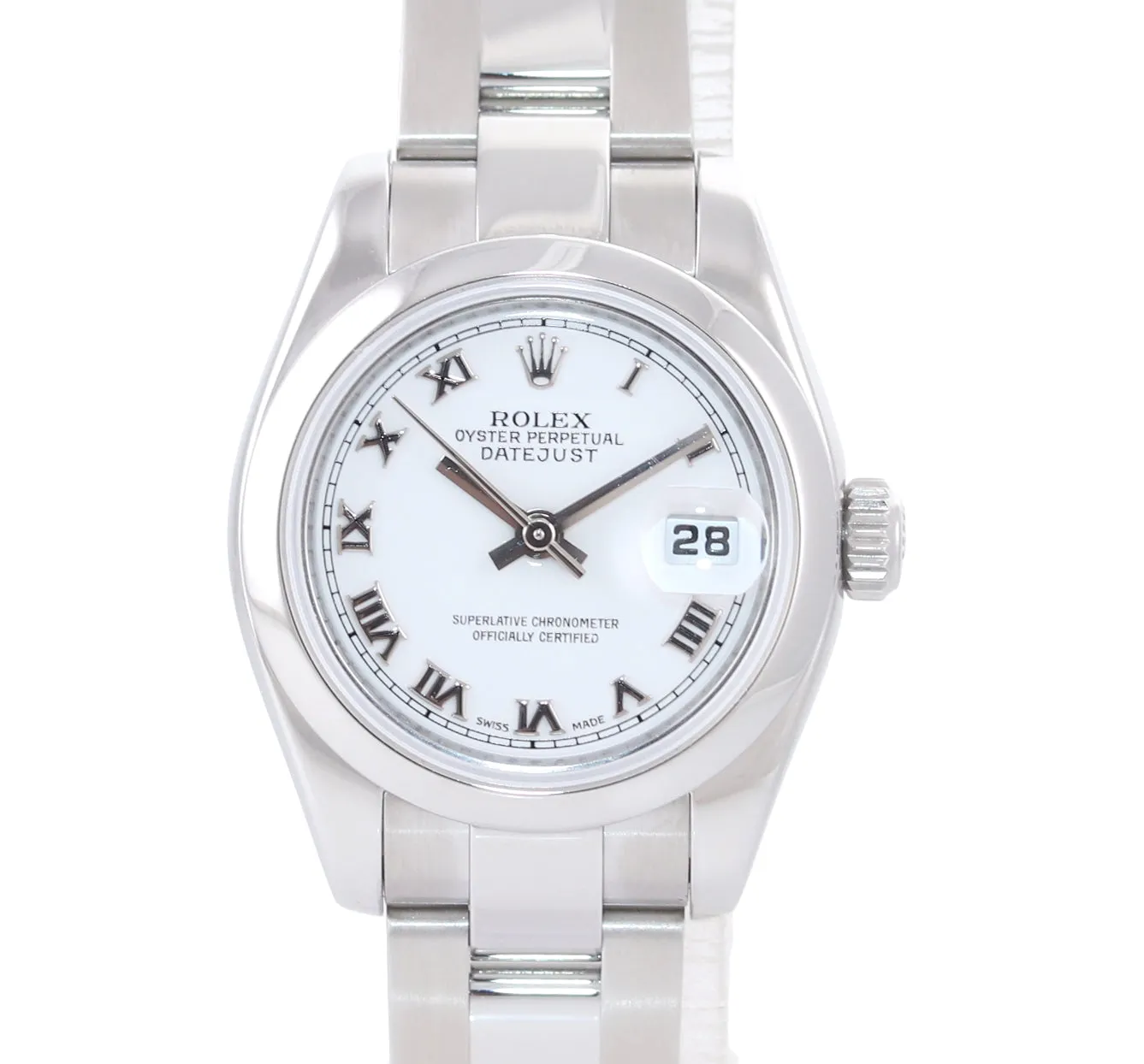 PAPERS 2007 MINT Ladies Rolex DateJust 26mm White Roman 179160 Steel Watch