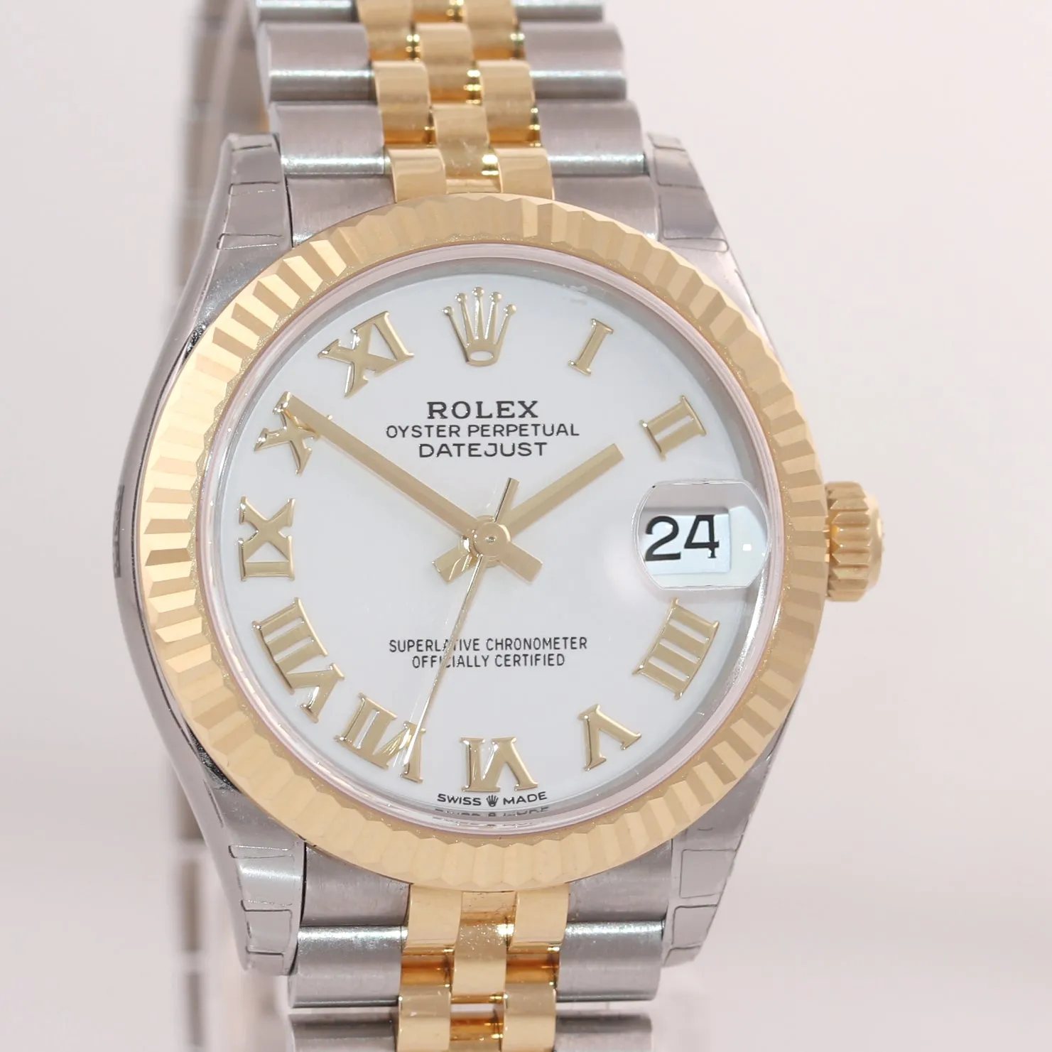 PAPERS 2020 NEW Rolex DateJust 278273 White Roman Two-Tone 31mm Jubilee Watch