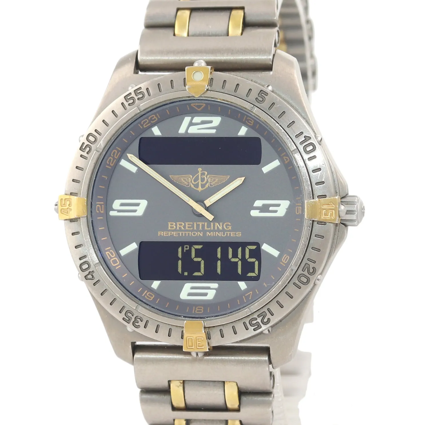 PAPERS Breitling Aerospace Titanium F65362 Grey 40mm Two Tone Gold Watch Box
