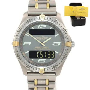 PAPERS Breitling Aerospace Titanium F65362 Grey 40mm Two Tone Gold Watch Box
